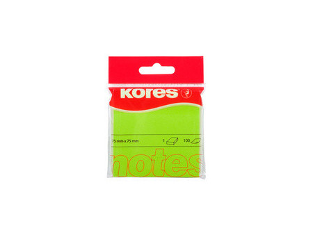 Kores Note adhésive 'NEON', 75 x 75 mm, uni, bleu fluo