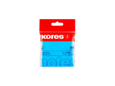 Kores Note adhésive 'NEON', 75 x 75 mm, uni, bleu fluo