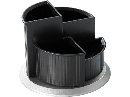 helit Pot multifonction Silver, 4 compartiments, noir/argent