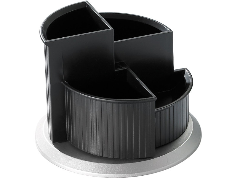 helit Pot multifonction Silver, 4 compartiments, noir/argent