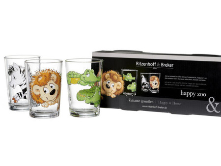 Ritzenhoff & Breker Verre pour enfants HAPPY ZOO, set de 3