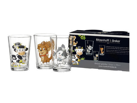 Ritzenhoff & Breker Verre ANIMAUX DE LA FERME, set de 3