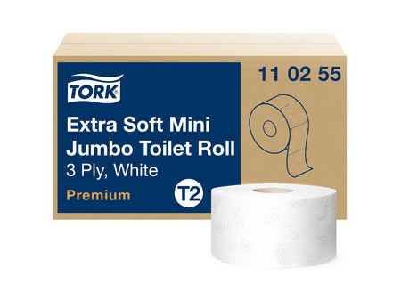 TORK Papier toilette en mini-rouleau Jumbo, 2 plis, blanc