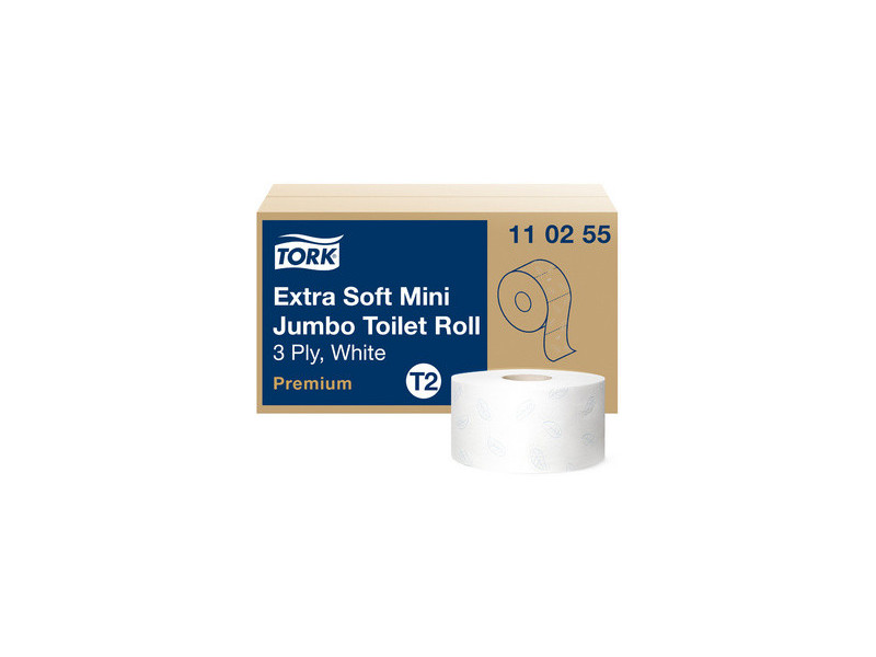 TORK Papier toilette en mini-rouleau Jumbo, 2 plis, blanc