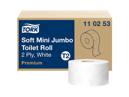 TORK Papier toilette en mini-rouleau Jumbo, 2 plis, blanc
