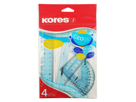 Kores Kit de géometrie GEO15, 4 pièces, assorti