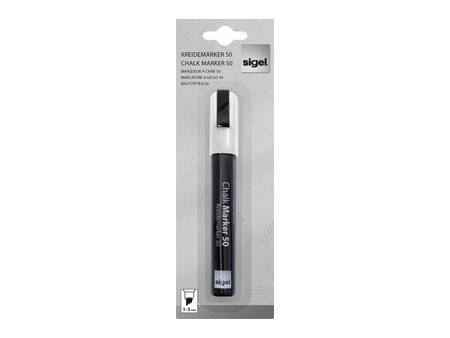 sigel Marqueur à craie, pointe biseautée: 1 - 5 mm, blanc