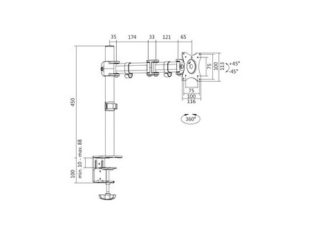 LogiLink Bras support pour écran, noir