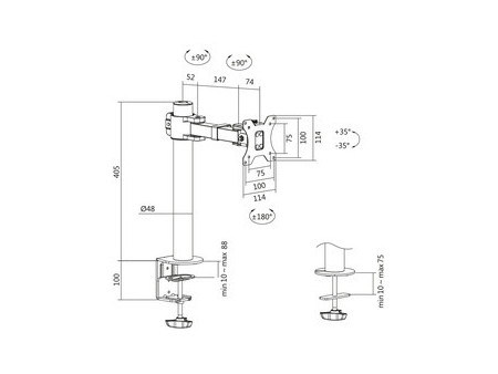 LogiLink Bras support pour écran, noir