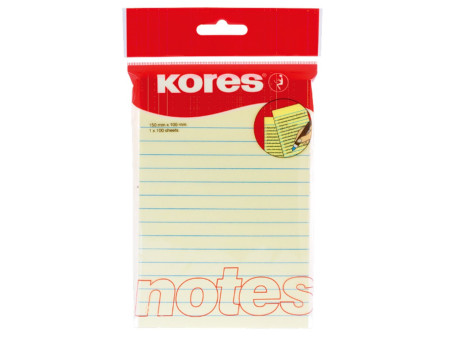 Kores Note adhésive 'jaune pastel' 150 x 100 mm, ligné
