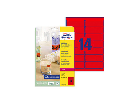 AVERY Zweckform Stick&Lift Etiquette, 99,1 x 38,1 mm, rouge