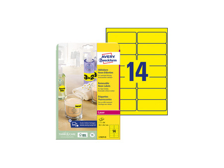 AVERY Zweckform Stick&Lift Etiquette, 99,1 x 38,1 mm, jaune