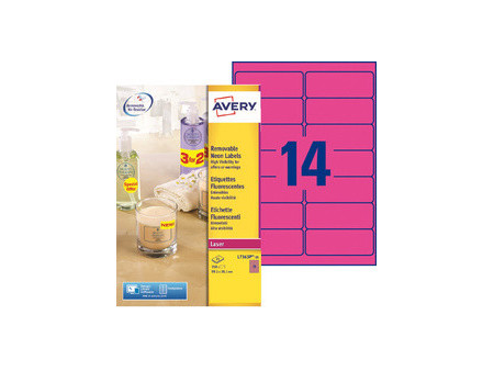 AVERY Etiquette fluorescente, 99,1 x 38,1 mm, jaune fluo