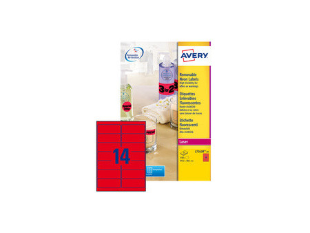 AVERY Etiquette fluorescente, 99,1 x 38,1 mm, rouge fluo