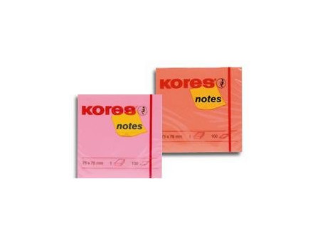 Kores Note adhésive NEON, 75 x 75 mm, uni, rose fluo