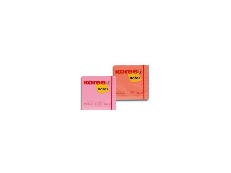 Kores Note adhésive NEON, 75 x 75 mm, uni, rose fluo