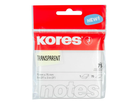 Kores Notes adhésives 'TRANSPARENT', 75 x 75 mm, uni