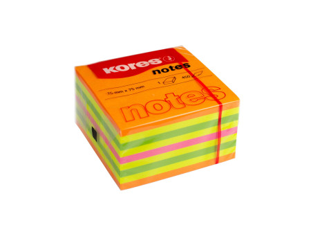 Kores Bloc-note cube, 75 x 75 mm, couleurs fluo, 5 couleurs