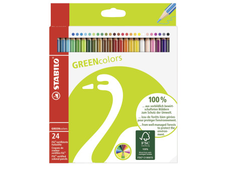 STABILO Crayon de couleur GREENcolors, étui carton de 24