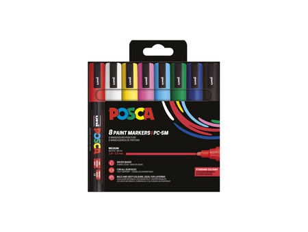 POSCA Marqueur à pigment PC5M, étui de 8, assorti Standard
