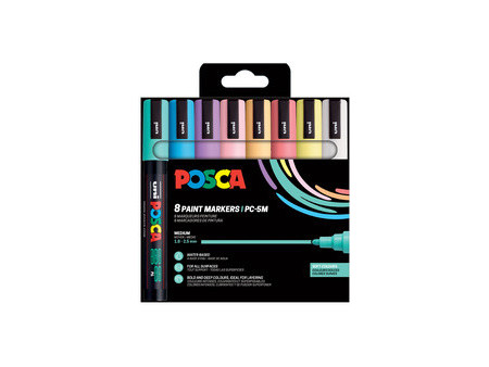 POSCA Marqueur à pigment PC5M, étui de 8, assorti Standard