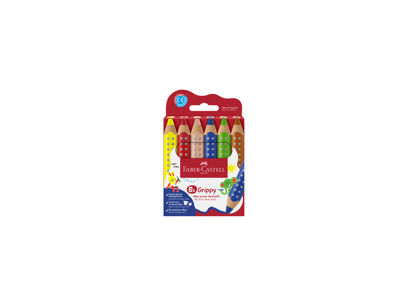 FABER-CASTELL Crayon de couleur Grippy, étui carton de 6