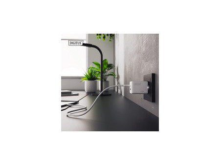 DIGITUS Chargeur secteur USB GaN, USB-C/USB-A, 45 W, blanc