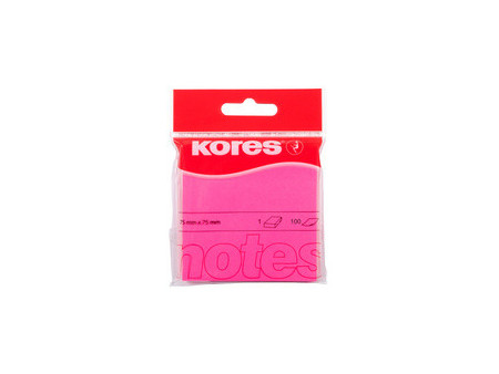 Kores Note adhésive 'NEON', 75 x 75 mm, uni, orange fluo