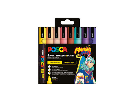 POSCA Marqueur à pigment PC-5M, étui de 8 MANGA HERO