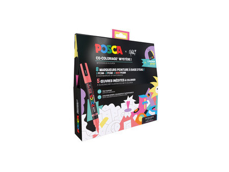 POSCA Marqueur à pigment, set de 8 'coloriage mystère'