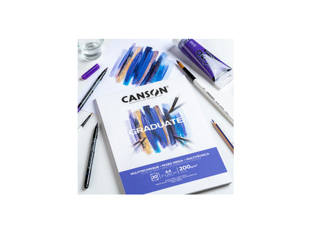 CANSON Bloc de dessin GRADUATE MIXED MEDIA, A5, blanc