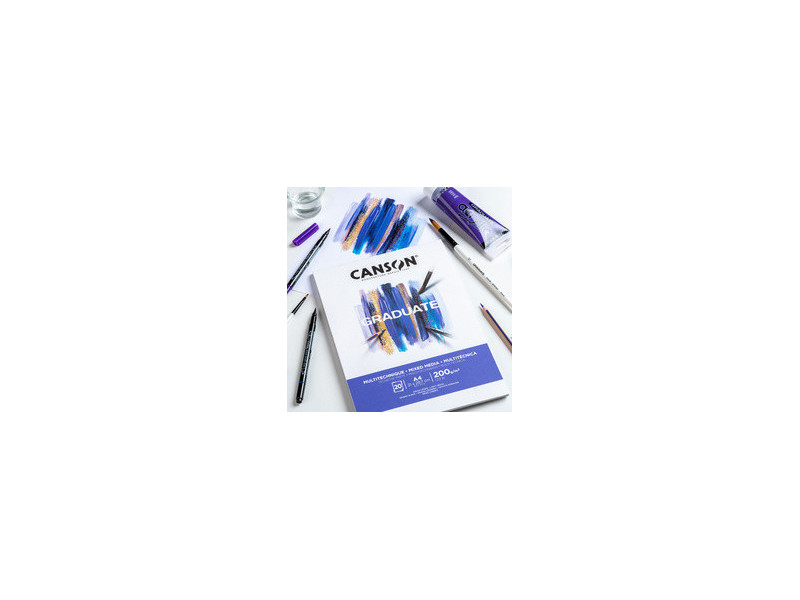 CANSON Bloc de dessin GRADUATE MIXED MEDIA, A3, blanc