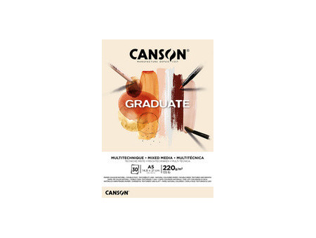 CANSON Bloc de dessin GRADUATE MIXED MEDIA, naturel, A3