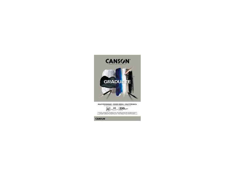 CANSON Bloc de dessin GRADUATE MIXED MEDIA, gris, A4