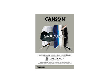 CANSON Bloc de dessin GRADUATE MIXED MEDIA, gris, A3
