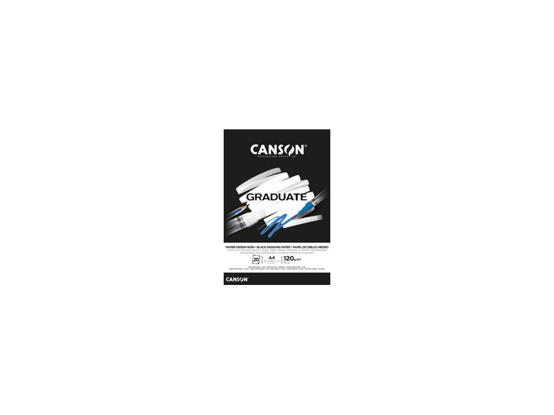 CANSON Bloc de dessin GRADUATE PAPIER NOIR, A5