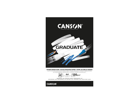 CANSON Bloc de dessin GRADUATE PAPIER NOIR, A4