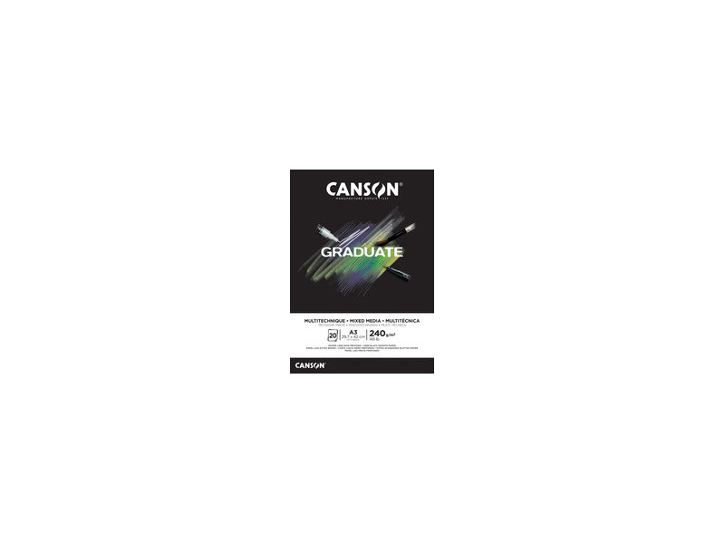 CANSON Bloc de dessin GRADUATE MIXED MEDIA, A3, noir