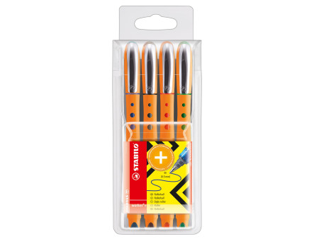 STABILO Stylo roller worker fine, étui de 4