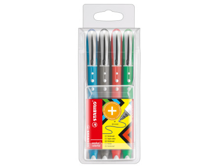STABILO Stylo roller worker colorful, étui de 4