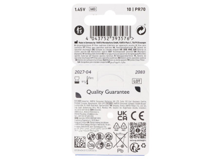VARTA Pile bouton pour appareil auditif 'Hearing Aid