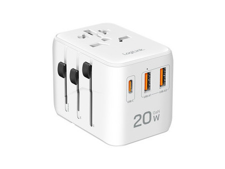 LogiLink Chargeur de voyage universel (EU/AUS/US/UK), 20 W