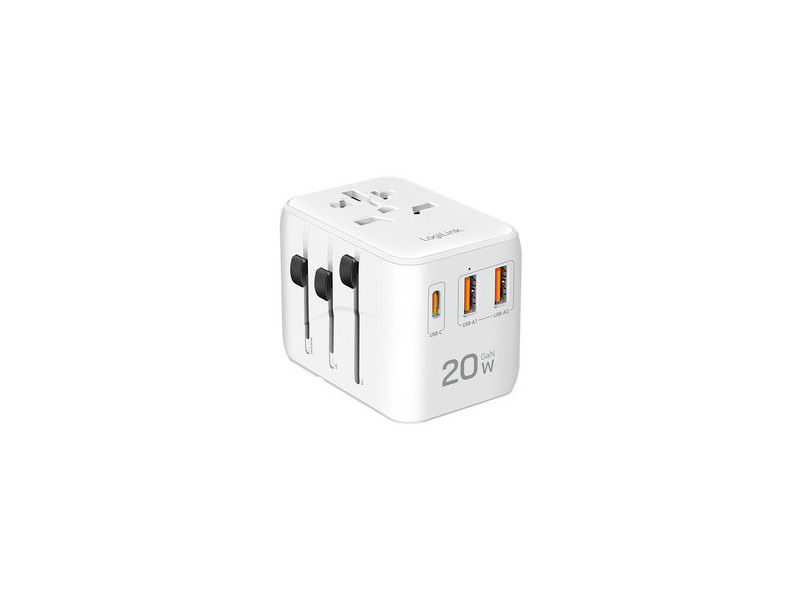 LogiLink Chargeur de voyage universel (EU/AUS/US/UK), 20 W