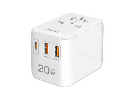LogiLink Chargeur de voyage universel (EU/AUS/US/UK), 20 W