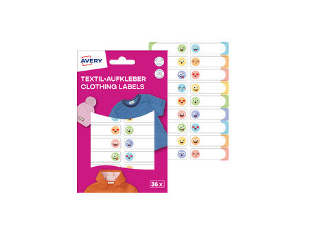 AVERY Étiquette pour textile, 13x45 mm, visage, multicolore