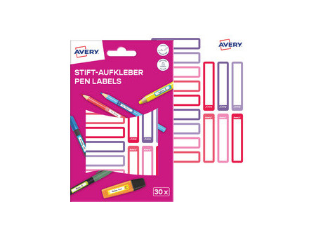 AVERY Étiquette pour stylo, papier, 10 x 50 mm, cadre rose