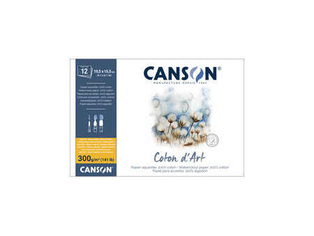 CANSON Bloc de papier aquarelle 'Coton d'Art', 260 x 360 mm