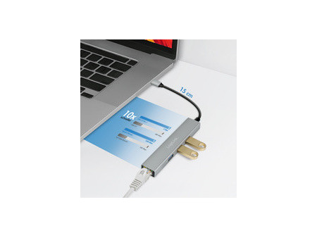 LogiLink Hub USB 3.2 Gen1, 4 ports, boîtier aluminium, gris