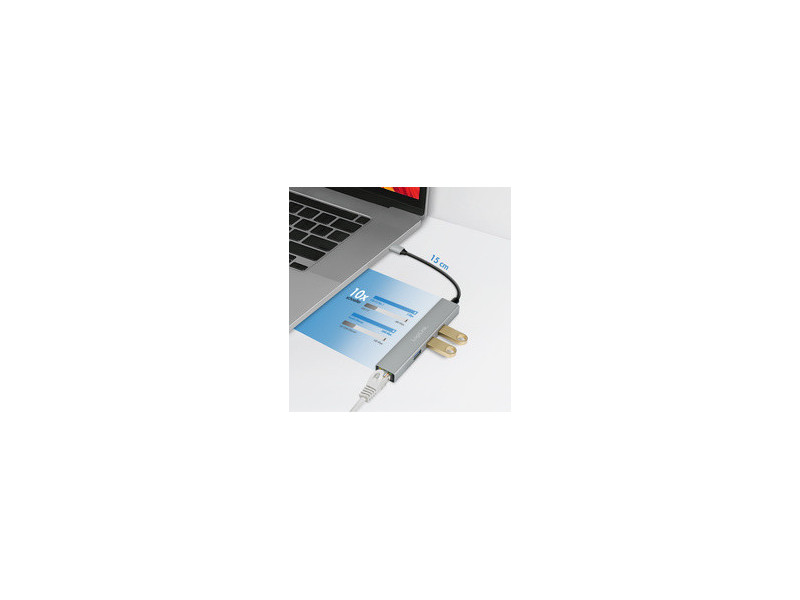 LogiLink Hub USB 3.2 Gen1, 4 ports, boîtier aluminium, gris