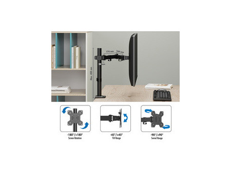 LogiLink Bras support pour écran, longueur bras 376 mm, noir